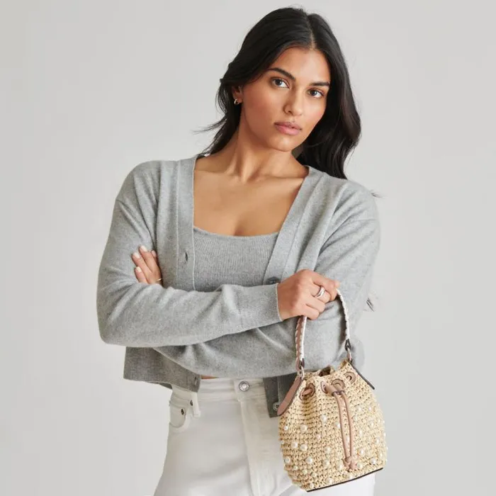 Dolce Vita Lolly Handbag Natural Pearl Raffia Women Handbags