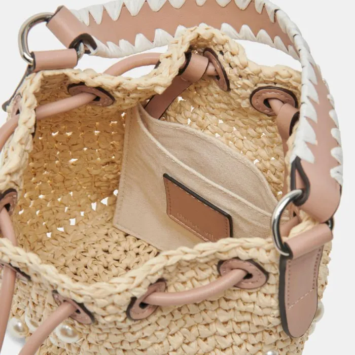 Dolce Vita Lolly Handbag Natural Pearl Raffia Women Handbags