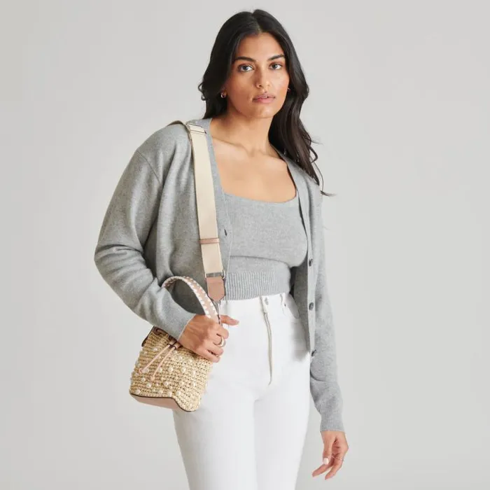 Dolce Vita Lolly Handbag Natural Pearl Raffia Women Handbags