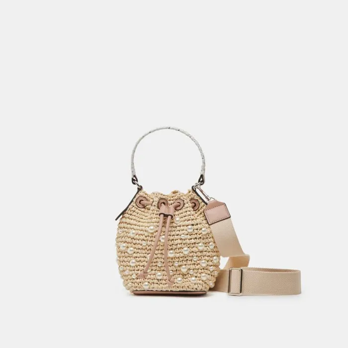 Dolce Vita Lolly Handbag Natural Pearl Raffia Women Handbags