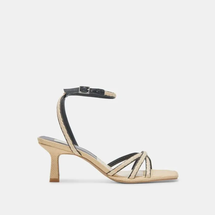 Dolce Vita Manji Braid Heels Black Natural Jute Women Heels