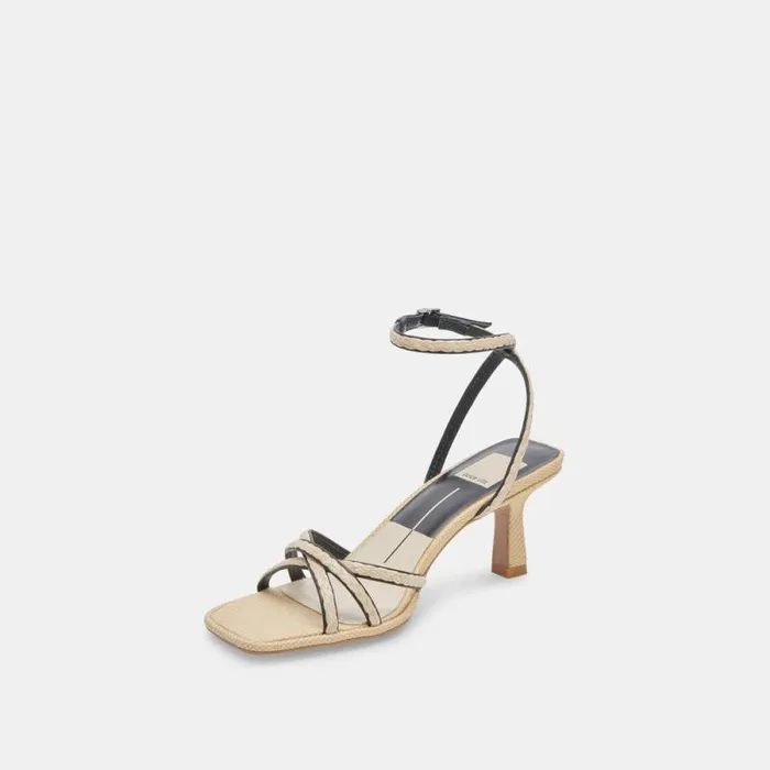 Dolce Vita Manji Braid Heels Black Natural Jute Women Heels