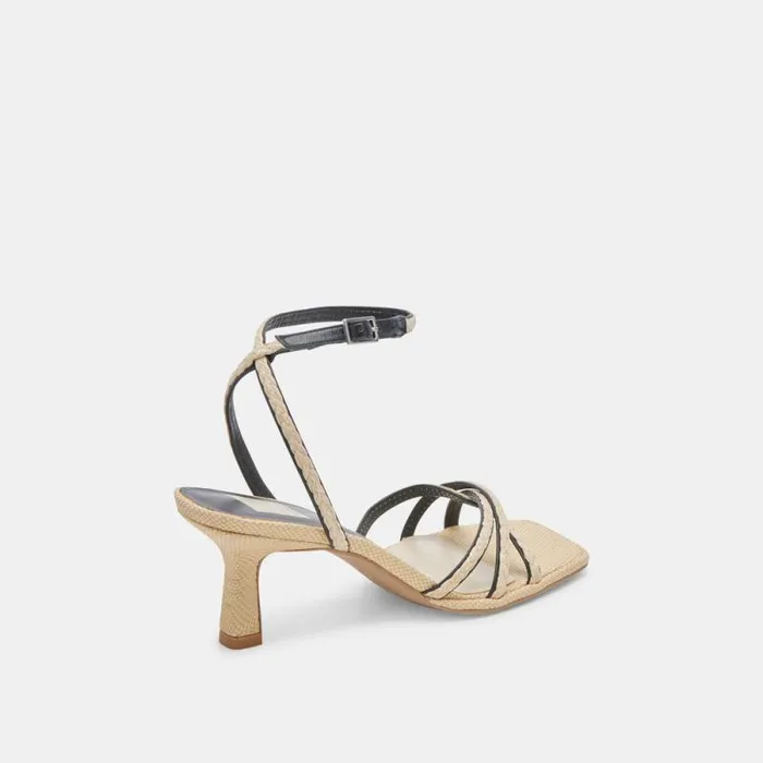 Dolce Vita Manji Braid Heels Black Natural Jute Women Heels