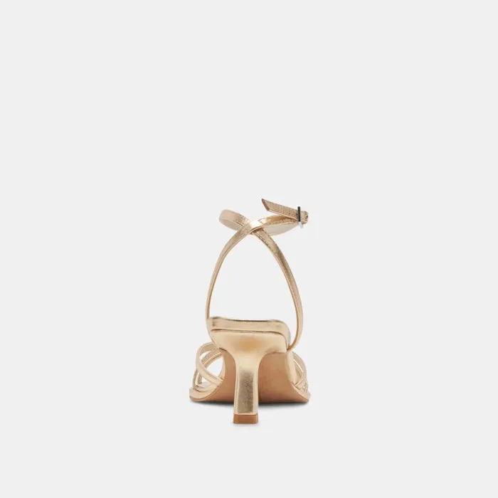 Dolce Vita Manji Heels Light Gold Metallic Leather Women Heels