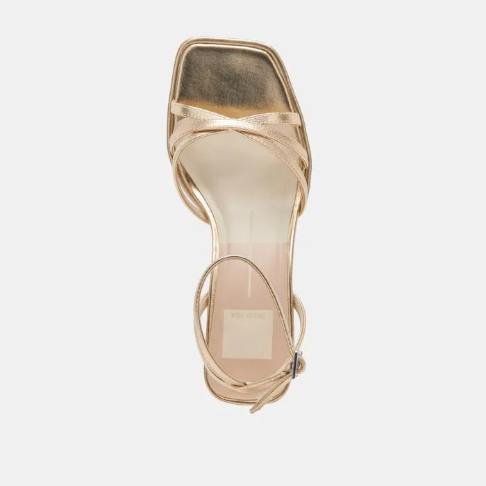 Dolce Vita Manji Heels Light Gold Metallic Leather Women Heels