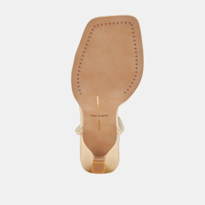 Dolce Vita Manji Heels Light Gold Metallic Leather Women Heels