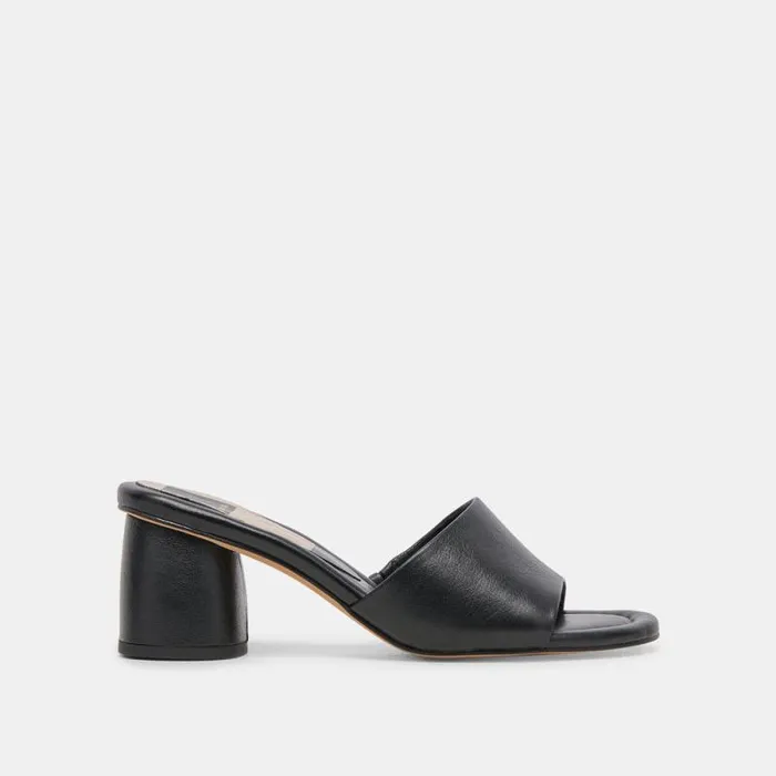 Dolce Vita Minny Dress Wide Heels Black Leather Women Sandals