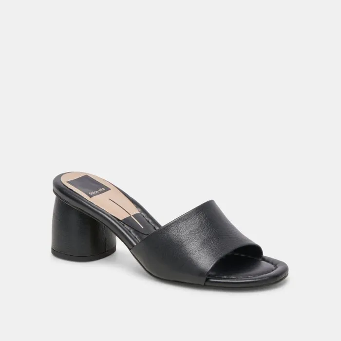 Dolce Vita Minny Dress Wide Heels Black Leather Women Sandals
