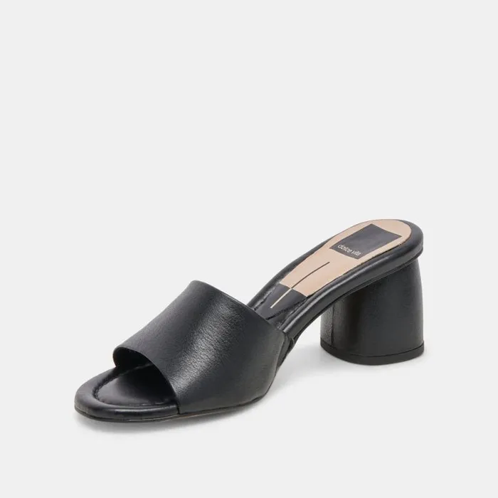 Dolce Vita Minny Dress Wide Heels Black Leather Women Sandals