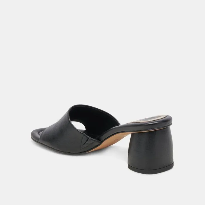 Dolce Vita Minny Dress Wide Heels Black Leather Women Sandals