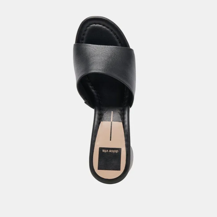 Dolce Vita Minny Dress Wide Heels Black Leather Women Sandals