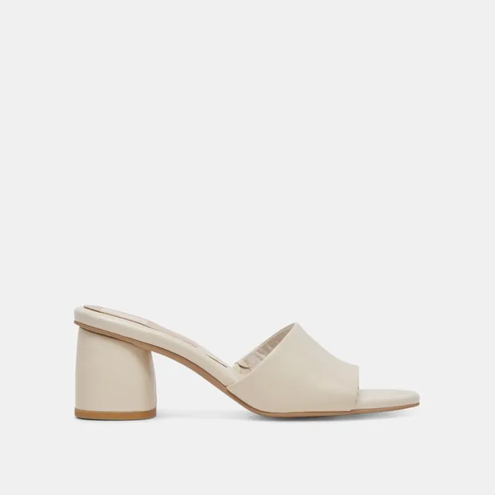 Dolce Vita Minny Dress Wide Heels Ivory Leather Women Heels