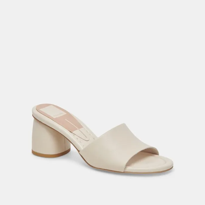 Dolce Vita Minny Dress Wide Heels Ivory Leather Women Heels