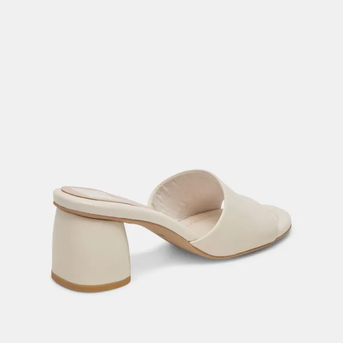Dolce Vita Minny Dress Wide Heels Ivory Leather Women Heels