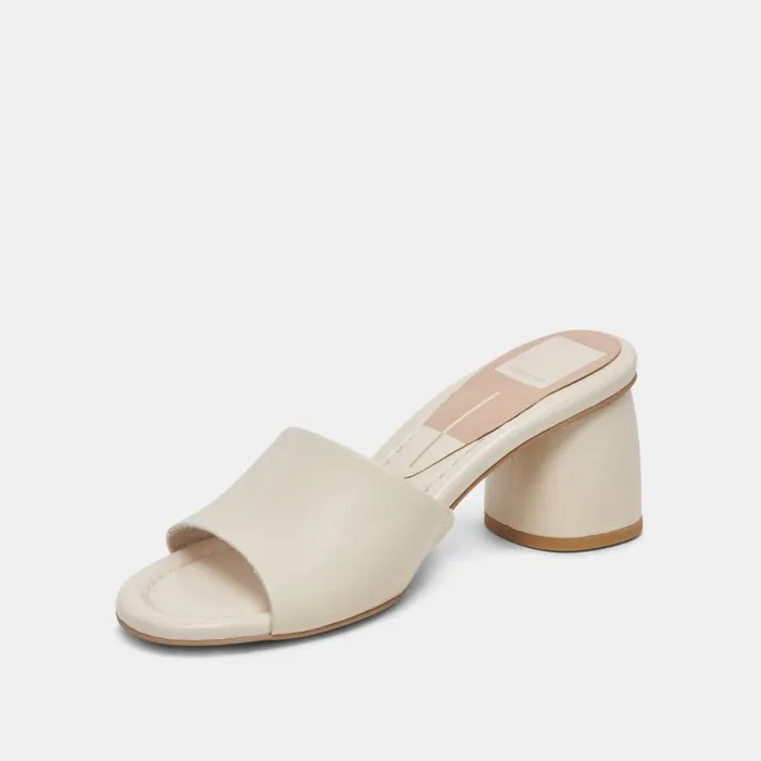 Dolce Vita Minny Dress Wide Heels Ivory Leather Women Heels