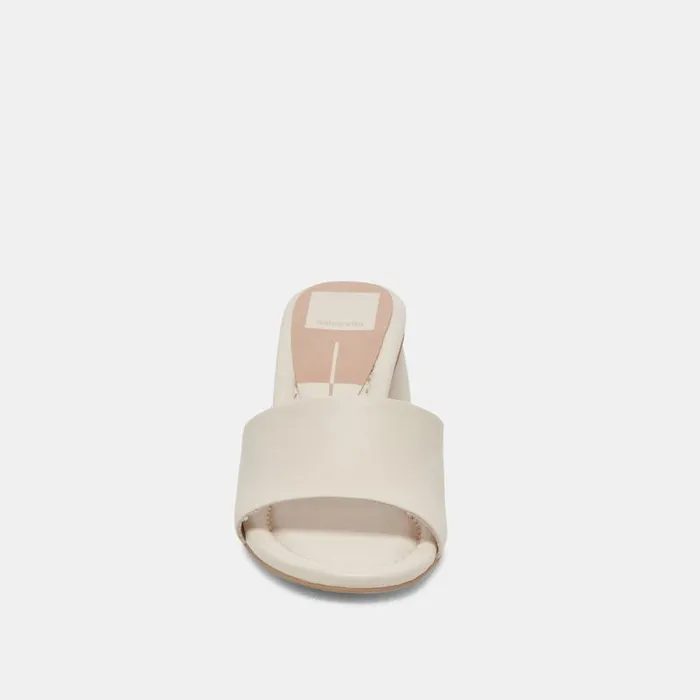 Dolce Vita Minny Dress Wide Heels Ivory Leather Women Heels