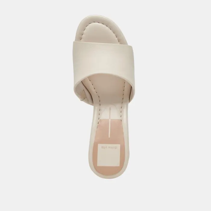 Dolce Vita Minny Dress Wide Heels Ivory Leather Women Heels