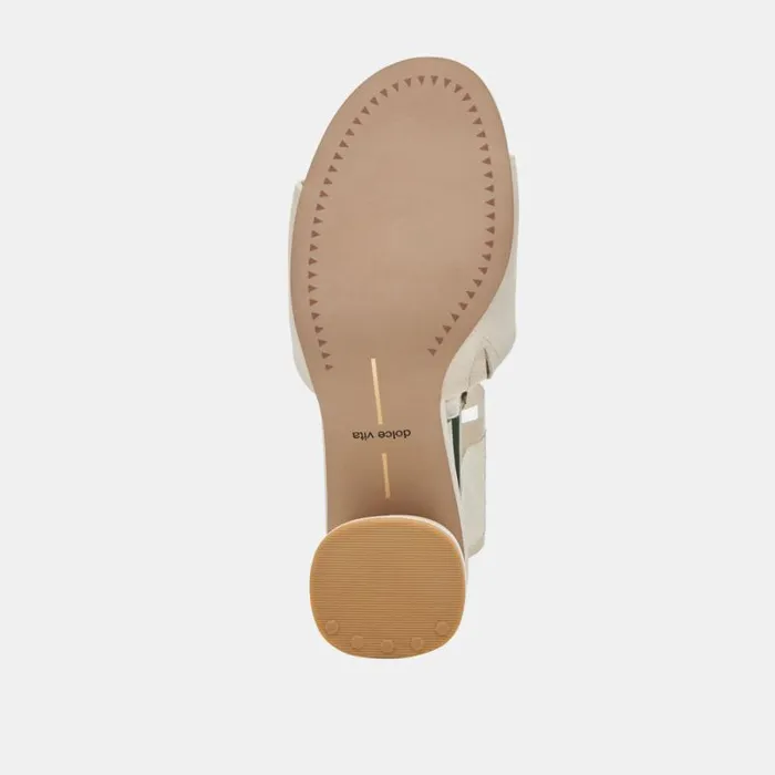 Dolce Vita Minny Dress Wide Heels Ivory Leather Women Heels