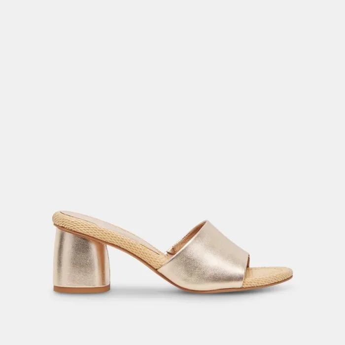 Dolce Vita Minny Raffia Heels Rose Gold Leather Women Heels
