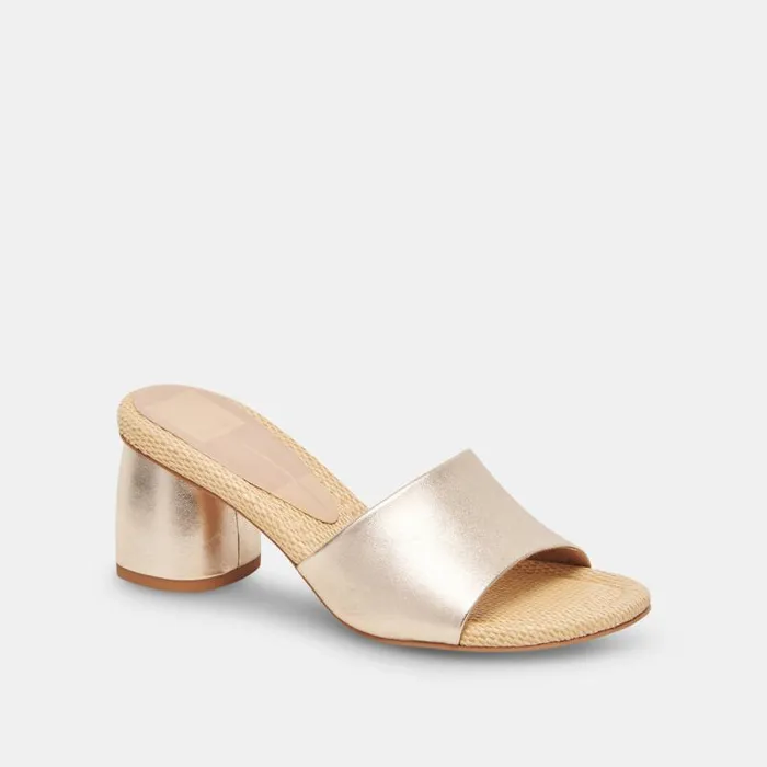Dolce Vita Minny Raffia Heels Rose Gold Leather Women Heels