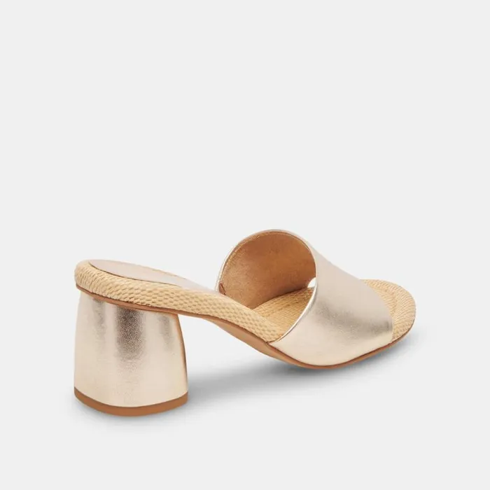 Dolce Vita Minny Raffia Heels Rose Gold Leather Women Heels