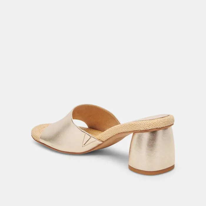 Dolce Vita Minny Raffia Heels Rose Gold Leather Women Heels
