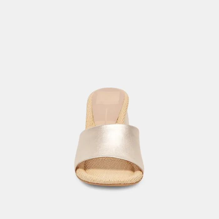 Dolce Vita Minny Raffia Heels Rose Gold Leather Women Heels
