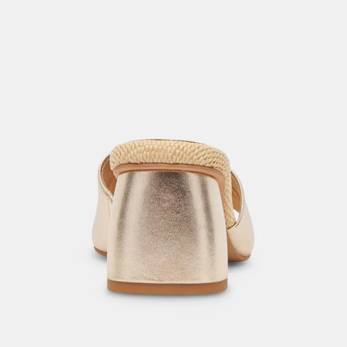 Dolce Vita Minny Raffia Heels Rose Gold Leather Women Heels