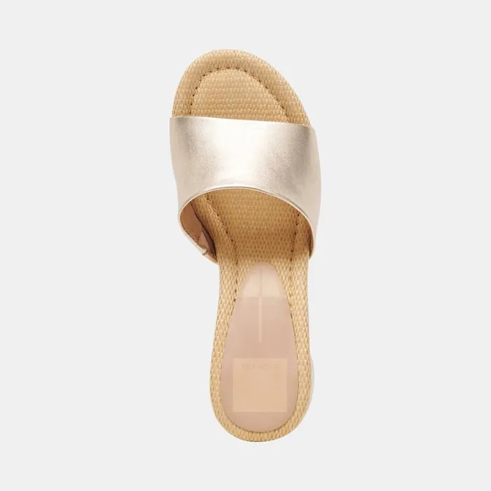Dolce Vita Minny Raffia Heels Rose Gold Leather Women Heels