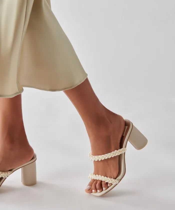 Dolce Vita Noel Heels Vanilla Pearls Women Sandals