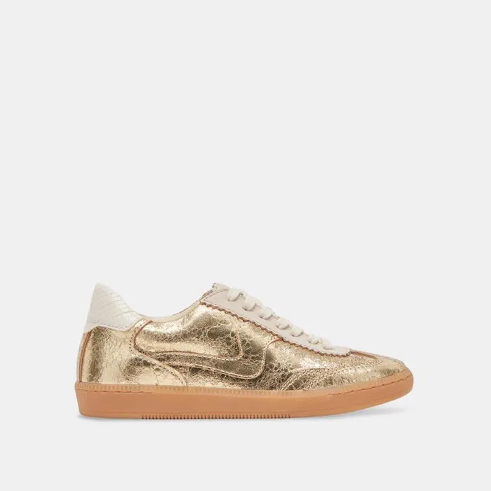 Dolce Vita Notice Sneakers Gold Distressed Leather Women Sneakers