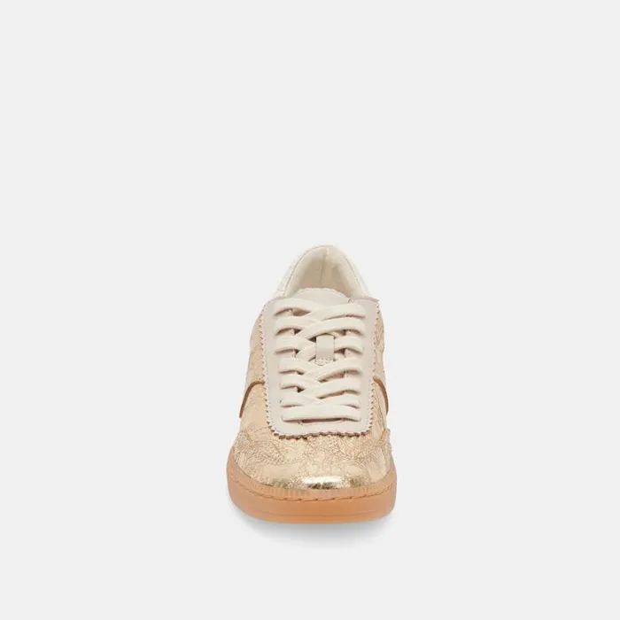 Dolce Vita Notice Sneakers Gold Distressed Leather Women Sneakers