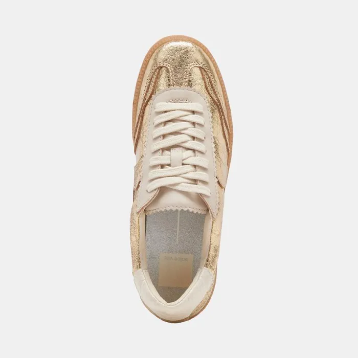 Dolce Vita Notice Sneakers Gold Distressed Leather Women Sneakers