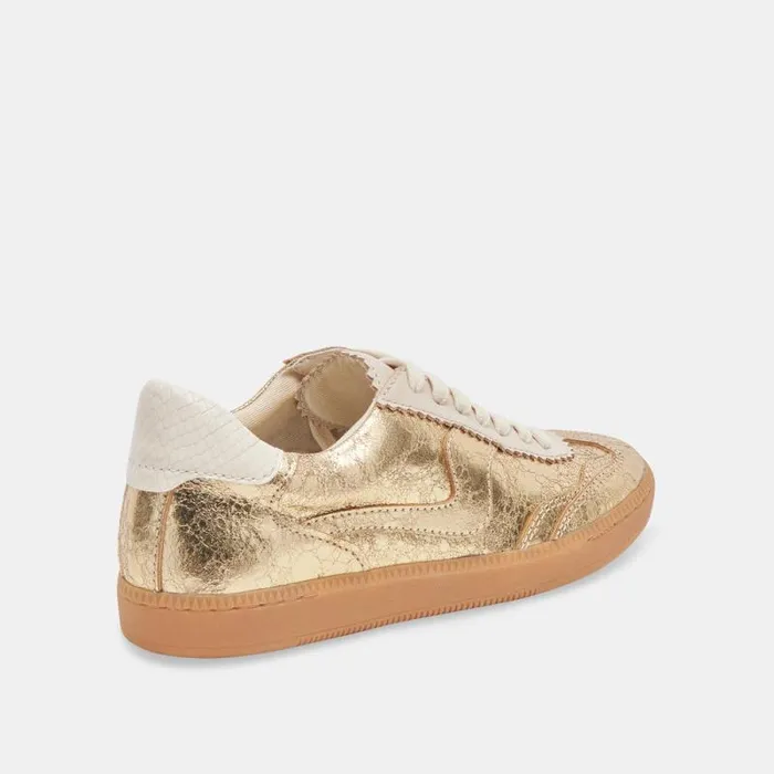 Dolce Vita Notice Sneakers Gold Distressed Leather Women Sneakers