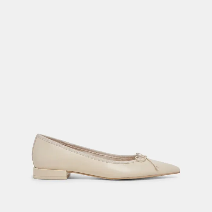 Dolce Vita Palani Ballet Flats Creme Crinkle Patent Women Flats and Loafers