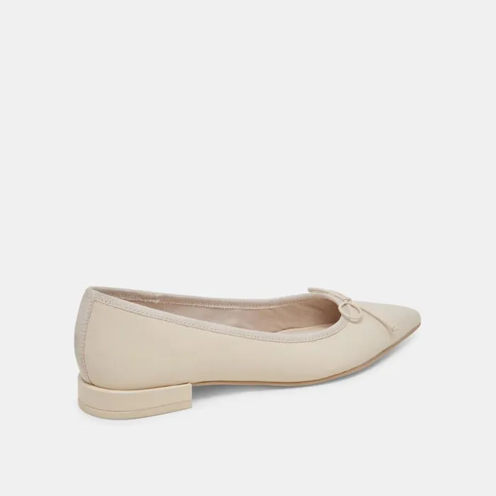 Dolce Vita Palani Ballet Flats Creme Crinkle Patent Women Flats and Loafers
