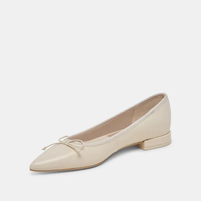 Dolce Vita Palani Ballet Flats Creme Crinkle Patent Women Flats and Loafers