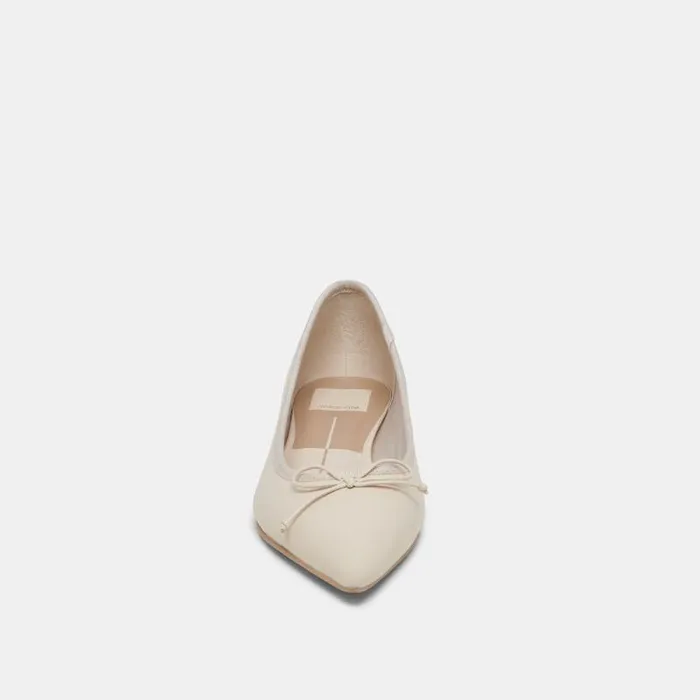 Dolce Vita Palani Ballet Flats Creme Crinkle Patent Women Flats and Loafers