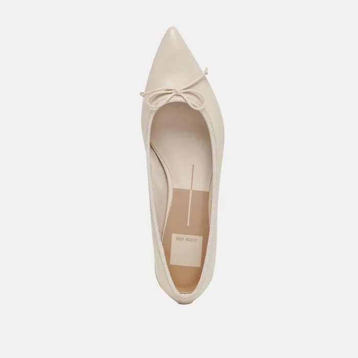Dolce Vita Palani Ballet Flats Creme Crinkle Patent Women Flats and Loafers