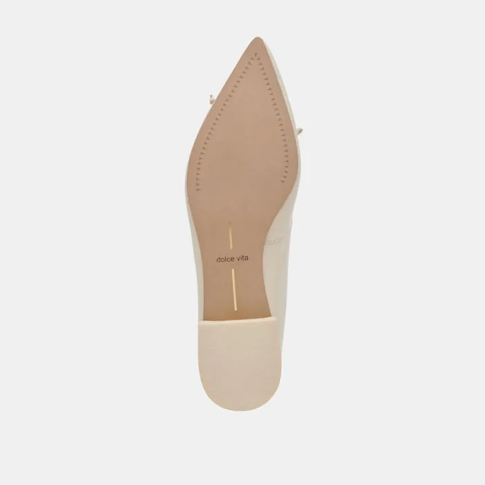 Dolce Vita Palani Ballet Flats Creme Crinkle Patent Women Flats and Loafers