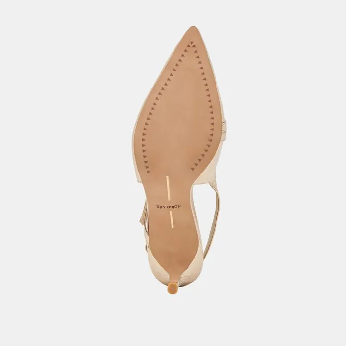 Dolce Vita Pamla Mid Heels Light Gold Distressed Leather Women Heels