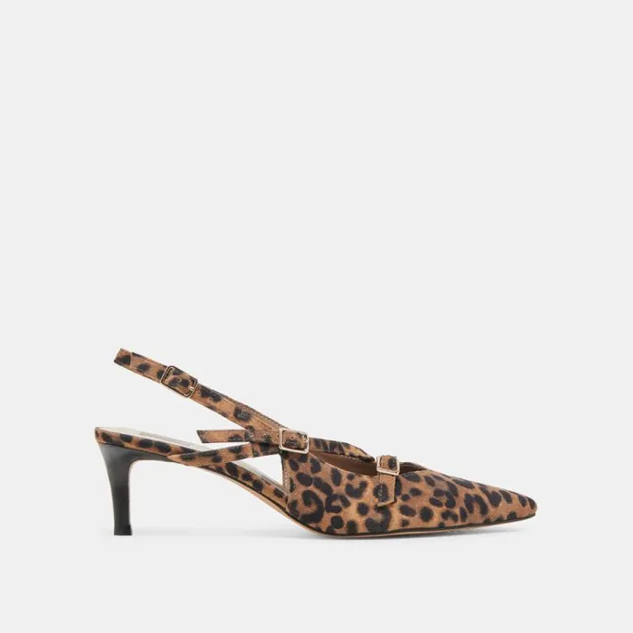 Dolce Vita Pamla Mid Wide Heels Leopard Suede Women Heels