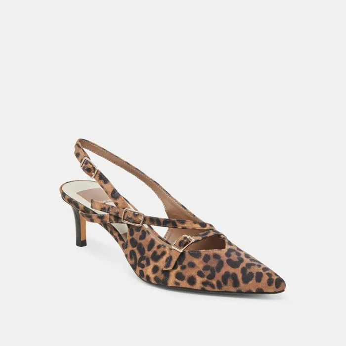 Dolce Vita Pamla Mid Wide Heels Leopard Suede Women Heels