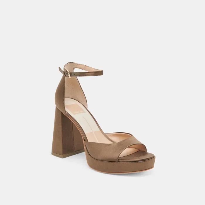 Dolce Vita Pandro Heels Olive Satin Women Heels
