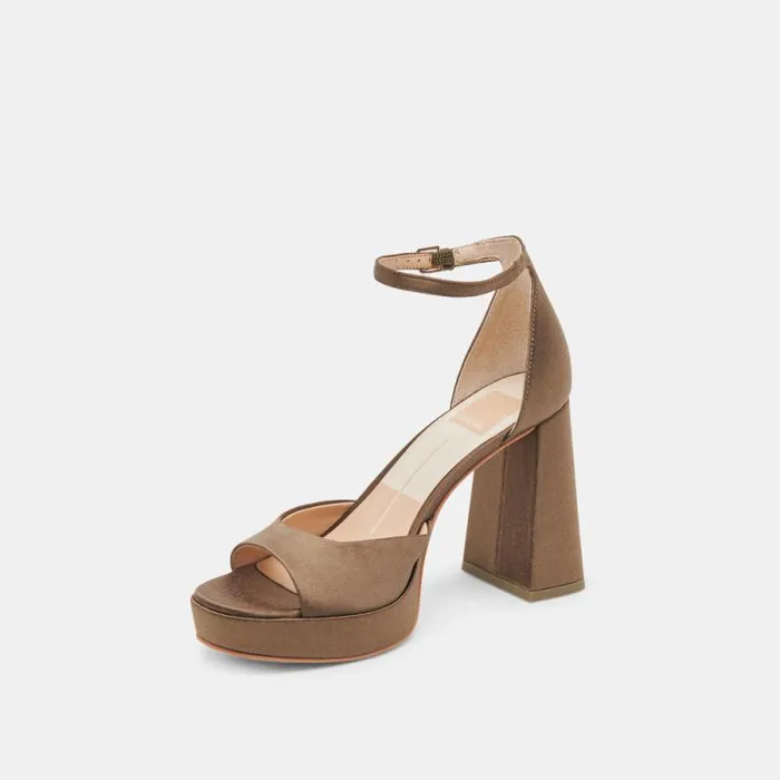 Dolce Vita Pandro Heels Olive Satin Women Heels