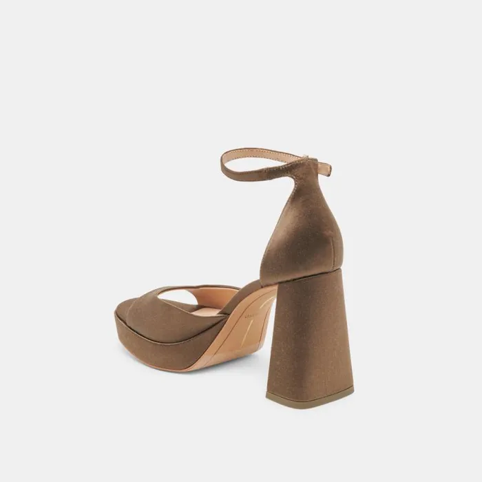 Dolce Vita Pandro Heels Olive Satin Women Heels