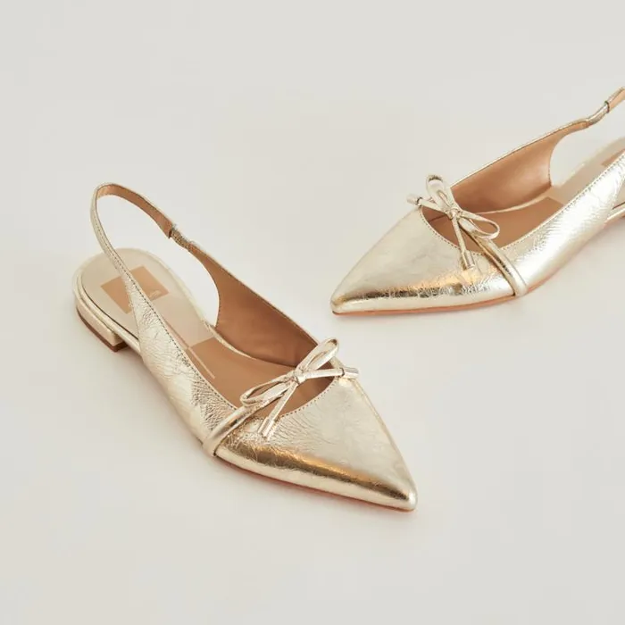 Dolce Vita Payge Flats Platinum Distressed Leather Women Flats and Loafers