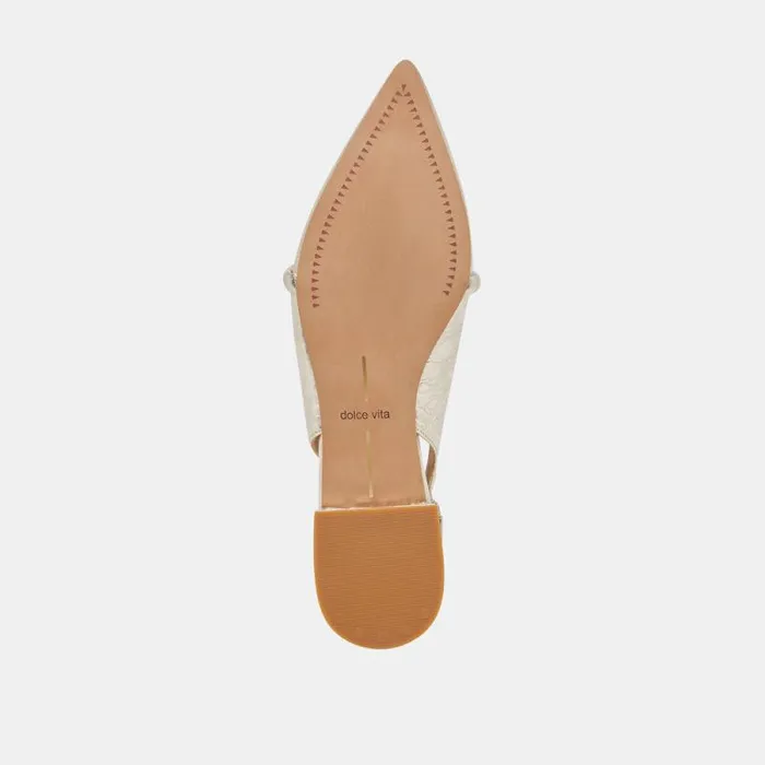 Dolce Vita Payge Flats Platinum Distressed Leather Women Flats and Loafers