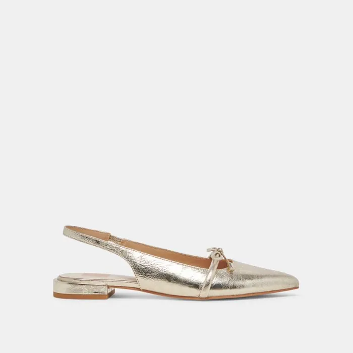 Dolce Vita Payge Flats Platinum Distressed Leather Women Flats and Loafers