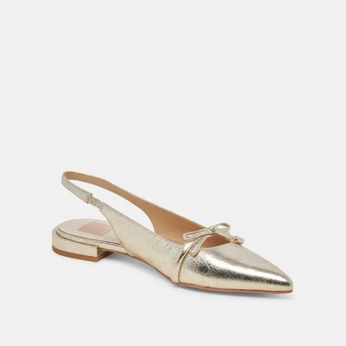 Dolce Vita Payge Flats Platinum Distressed Leather Women Flats and Loafers